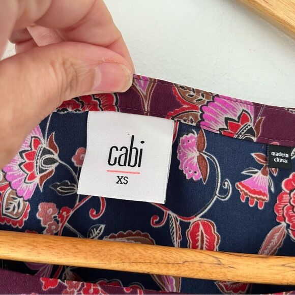 Cabi "Festive" Jewel Tone Floral Patterns Long Sleeve Round Neck Maxi Dress - Picture 6 of 14